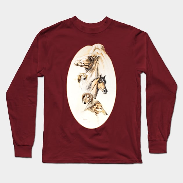 Camel, Arabian horse and Saluki. Long Sleeve T-Shirt by chepea2